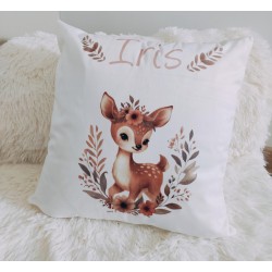 Coussin thème animaux fleuri