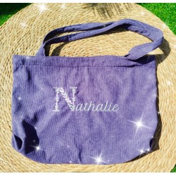 Sac initial fleuri brodé
