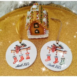 Boule céramique bottes de Noël