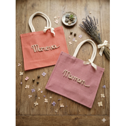 Sac en jute prénom tricotin