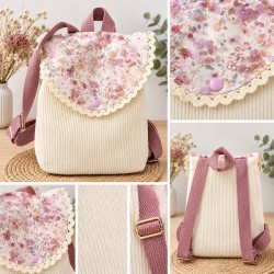 Sac enfant dentelle beige/rose